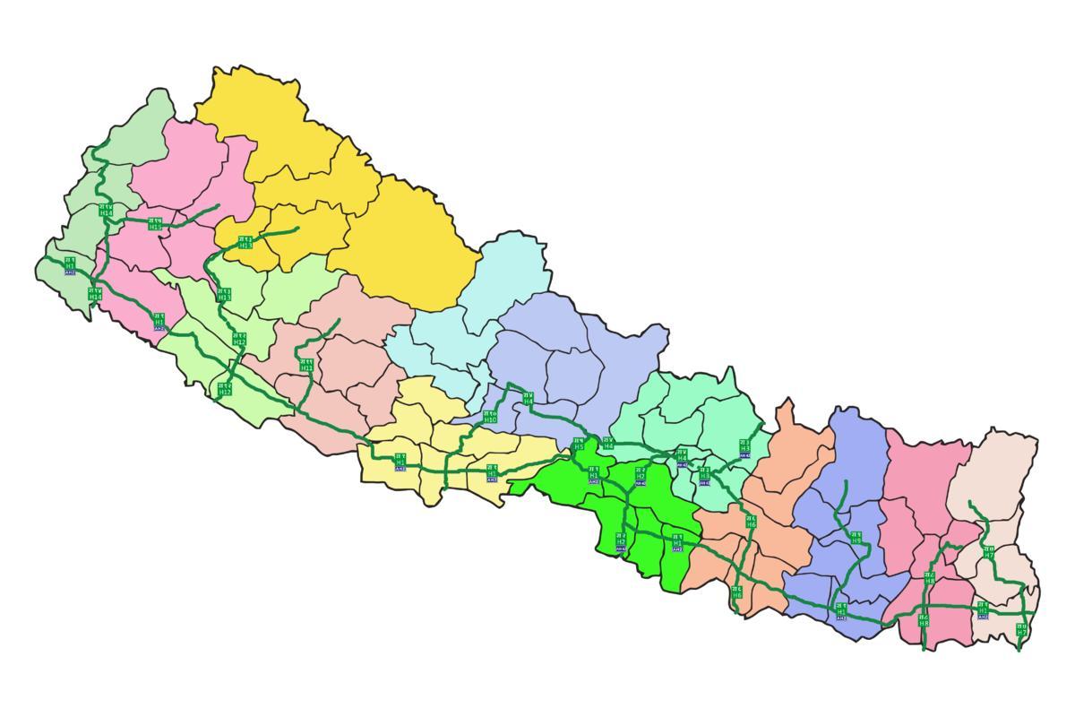 ਨਕਸ਼ਾ ਨਾਲ ਨੇਪਾਲ ਦੇ ਪ੍ਰਮੁੱਖ ਹਾਈਵੇ