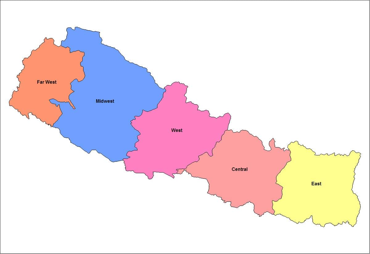 ਨਕਸ਼ਾ ਦੇ ਪੂਰਬੀ ਵਿਕਾਸ ਦੇ ਖੇਤਰ ਨੇਪਾਲ