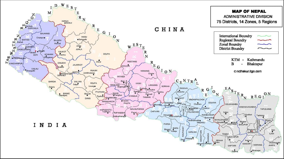 ਨੇਪਾਲ 75 ਜ਼ਿਲ੍ਹਾ ਨਕਸ਼ਾ