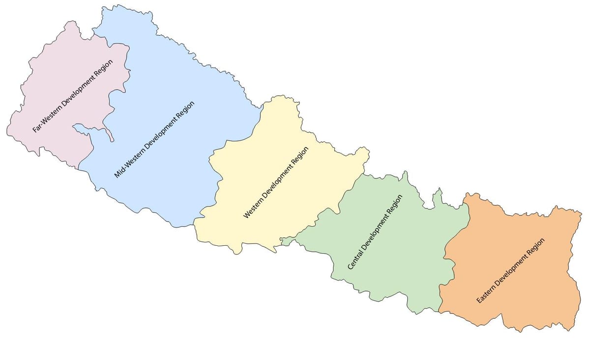 ਨਕਸ਼ਾ ਨਾਲ ਨੇਪਾਲ ਦੇ ਵਿਕਾਸ ਦੇ ਖੇਤਰ