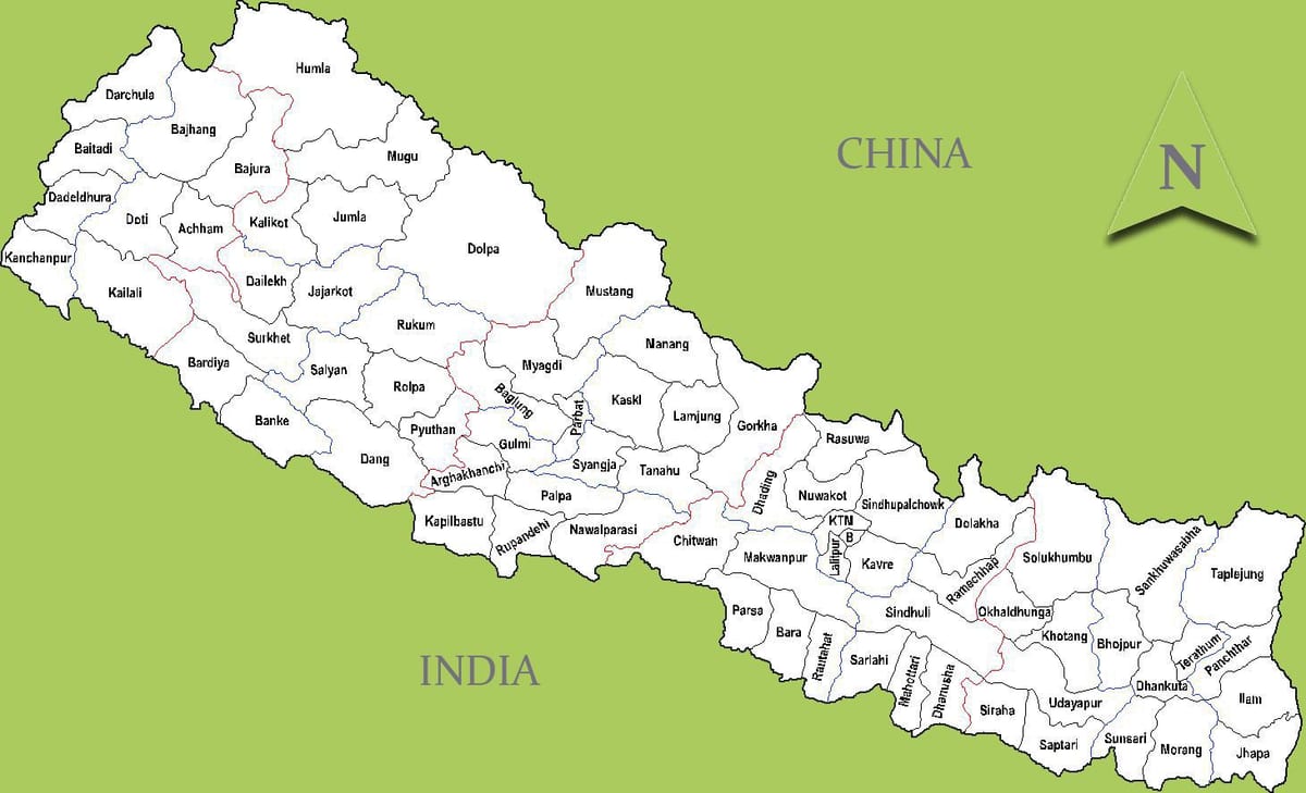 ਨੇਪਾਲ ਦਾ ਨਕਸ਼ਾ ਦੇ ਨਾਲ ਸ਼ਹਿਰ